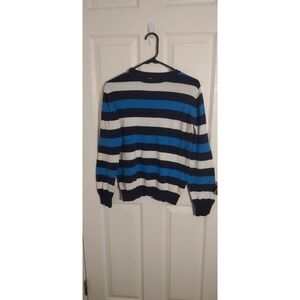 THE CHILDRENS PLACE White Blue Black  Striped Cotton  Sweater. Youth‎ XL 14